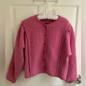 Geiger vintage pink wool jacket 42r victorian puffy sleeves crop